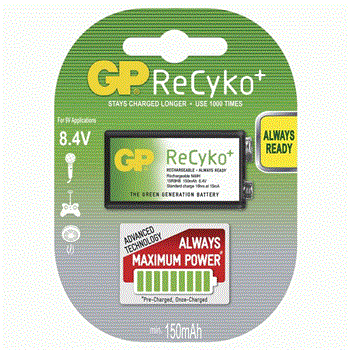 accu GP ReCyko+ 6F22 (8,4V), 150 mAh