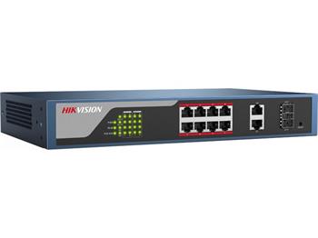 DS-3E1310P-E Web managed switch 8x100TX PoE + 2x Gb Uplink Combo port, 123W, dosah až 250m